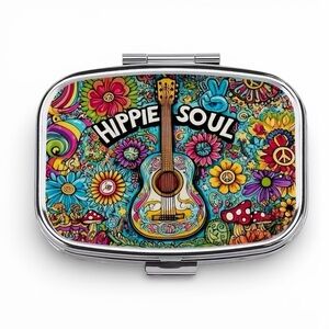 Hippie Soul Printed Top Portable Compact Pill Case NWT